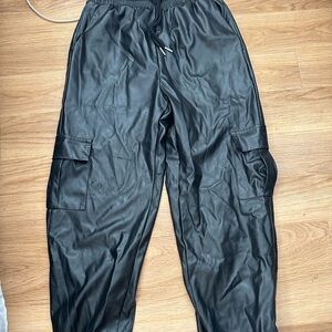 Faux leather joggers